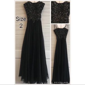 La Femme Black Evening Gown